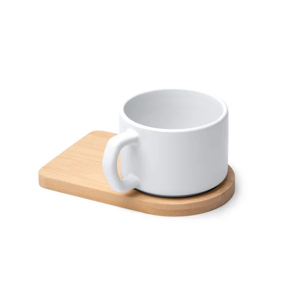 Taza cerámica mate base de bambú 180 ml · Geisa