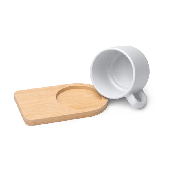 Taza cerámica mate base de bambú 180 ml · Geisa — otra vista